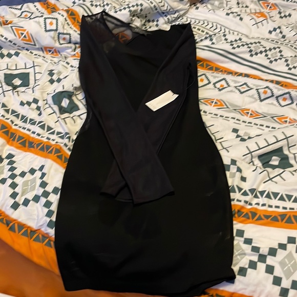 Sheer long sleeved little black dress - Picture 1 of 6